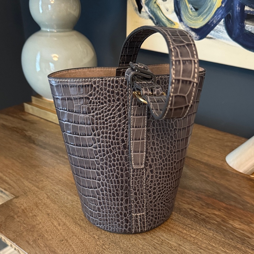 Crocodile Embossed Bucket Bag